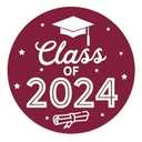 Maroon Graduation Party Favors Stickers, Class of 2024 Graduation Envelope Seals, Candy Stickers 120 total