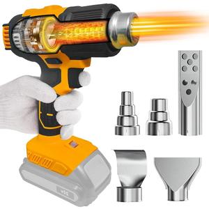 Cordless Heat Gun for Dewalt 20v Battery, 350W Fast Heating Soldering Hot Air Gun, Rated Temperature 990F (550C) Airflow 300L/min, with 5 Nozzles for DIY Crafts, Shrink Tubing (No Battery)