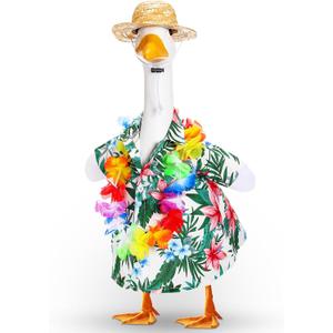 Summer Goose Outfit for 23'' Lawn Porch Goose Clothing Hawaiian Outfits for Luau Lawn Outdoor Decor (Hawaiian, Fresh Color)