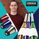 Zeekio - Pegasus Juggling Club Set - Premium Quality - for Beginners, All Levels - Multi-Piece Durable Design - Scuff Resistant - Rubber Knob & Cap - 20.5L - Set of 3 - Blue, Red & Silver, Small
