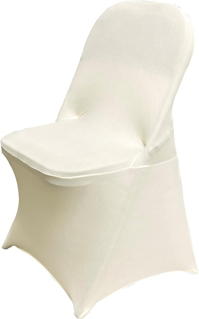 HAINARverS Folding Chair Covers for Wedding, 10pcs Stretch Spandex Washable Fabric Chair Cover, Decoration Chair Cover for Wedding, Party, Banquet, Birthday, Conference, Event(Ivory, 10 PCS)