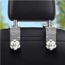 2-Piece Bling Car Seat Hooks - Headrest Hooks for Purses & Bags with Diamond Design (White)
