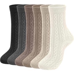 2-6 Pairs Merino Wool Warm Socks for Women, Hiking Cozy Thermal Crew Boot Socks for Winter And Christmas Gifts