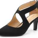 DREAM PAIRS Women's Pumps Closed Pointed Toe Kitten Heels Elegant Party Wedding Dress Shoes for Women (9, Black)