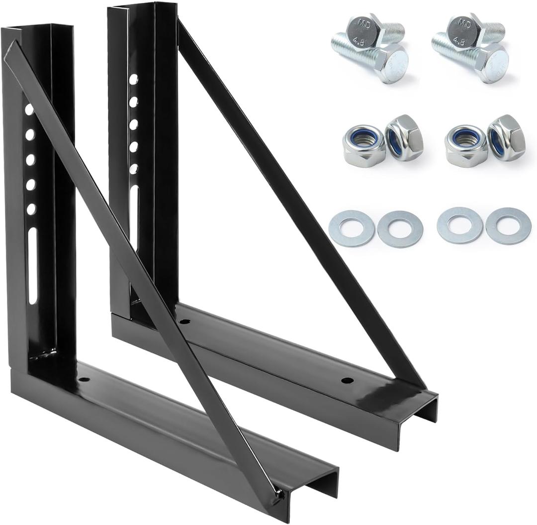 Underbody Truck Tool Box Mounting Brackets Kit, Welded Formed Steel Mounting Brackets with Screws Spacers and Bolts for 18 x 18 Inch Underbody Truck Tool Box, Set of 2