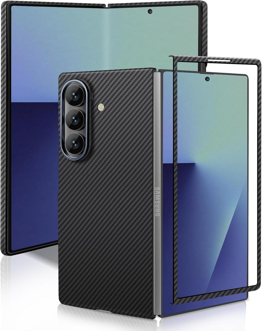For Samsung Galaxy Z Fold 7 Case, Carbon Fiber Case for Z Fold 7, Ultra Slim & Thin Minimalist Protective Phone Cover, NO-case Feeling, Sturdy 600D Aramid for Support Wireless Charging (Matte Black)