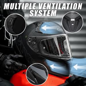 CYRIL Full Face Motorcycle Helmets for Adults Men & Women with Tinted and Clear Visor Meet Dot Approved, L