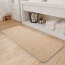 COCOER Bath-Mat Extra Long, Absorbent Bath Mats for Bathroom Non Slip, Machine Washable Runner Rug with Rubber Backing, 20x47 Beige (1'8" x 3'11" (Rectangular))