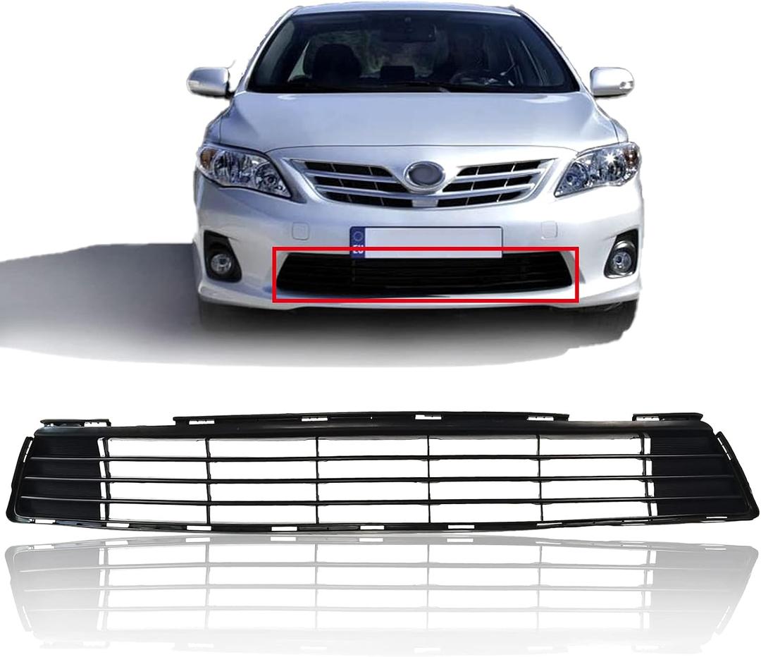 Front Center Bumper Lower Grille Corolla Black Direct Insert Replacement Grill Compatible with Toyota Corolla Sedan 4-Door 2011-2013 5311202280 TO1036125
