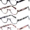 EYEURL Half Frame Reading Glasses for Women-4 Pack Blue Light Glasses Fashion Computer Readers for Women Anti UV Ray Eyeglasses with Spring Hinges,2.25