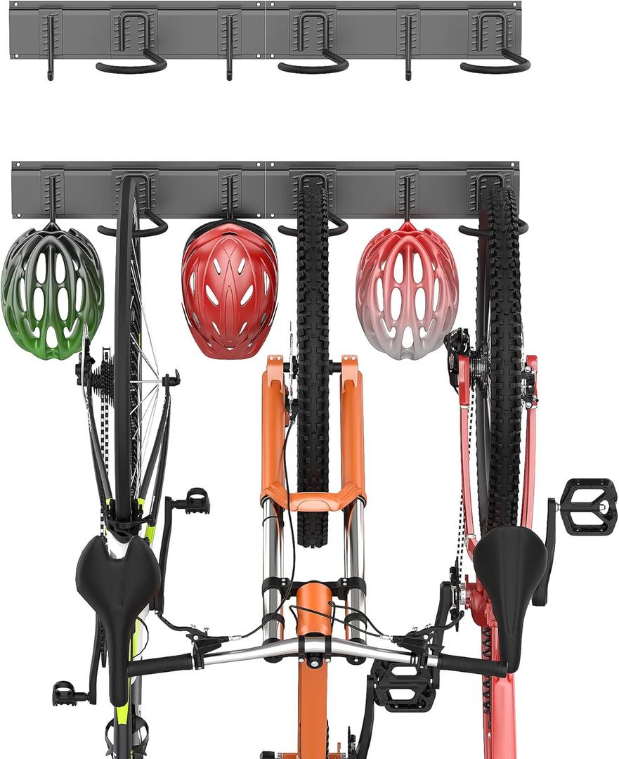 Ultrawall Bike Storage Rack, Wall Mount Bicycle Rack Vertical Bike Hanger for Garage, Home, 3 Bike Racks & 3 Helmet Hooks, Size: 34in for 3 Bikes & 3 Helmets