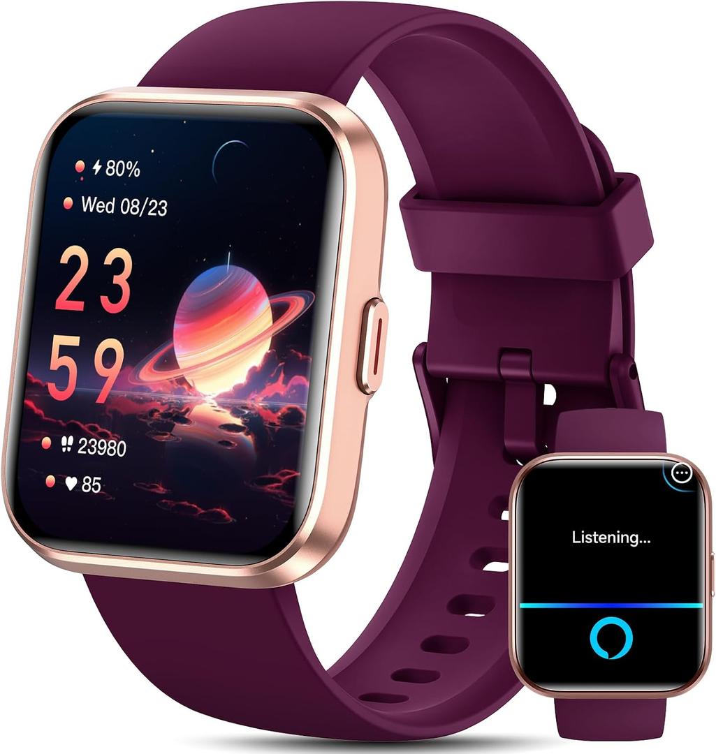 Smart Watch for Women Men, Smartwatch Compatible iPhone/Android/Samsung (Answer/Make Call, Alexa Built-in), Smart Watches with Health Monitor, Activities Track, 3ATM Waterproof Fitness Watch-Purple