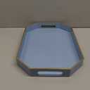 Spsyrine Blue Plastic Serving Tray for Ottoman, Coffee Table, Octagon Decorative Tray for Entertaining, Outdoor, Living Room, Home Decor (15.7" x 10.2" x 1.6")