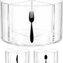 360 Rotating Acrylic Utensil Caddy, 4 Compartment Plastic Silverware Cutlery Holder Countertop Flatware Storage Organizer for Kitchen Office Desk Picnic Camping Party