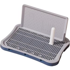 Dog Toilet Pet Puppy Training Potty with Protection Wall Removable Post No Spilling Indoor Dog Potty Tray for Apartment Bunny, Small Dark Blue