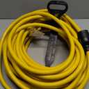 75FT Heavy Duty 3 Prong Generator Locking Power Cord NEMA L5-30P/L5-30R,10 Gauge SJTW Cable, 125V 30Amp Yellow Generator Lock Extension Cord with UL Listed