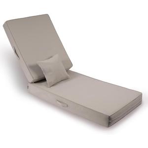 Outdoor Water-Resistant Olefin Chaise Lounge Cushions with Pillow, Weather and Fade Resistant Patio Furniture Lounge Chair Pads Ideal for Patio, Lawn, Garden, Beige, 80" L x 26" W x 5" T