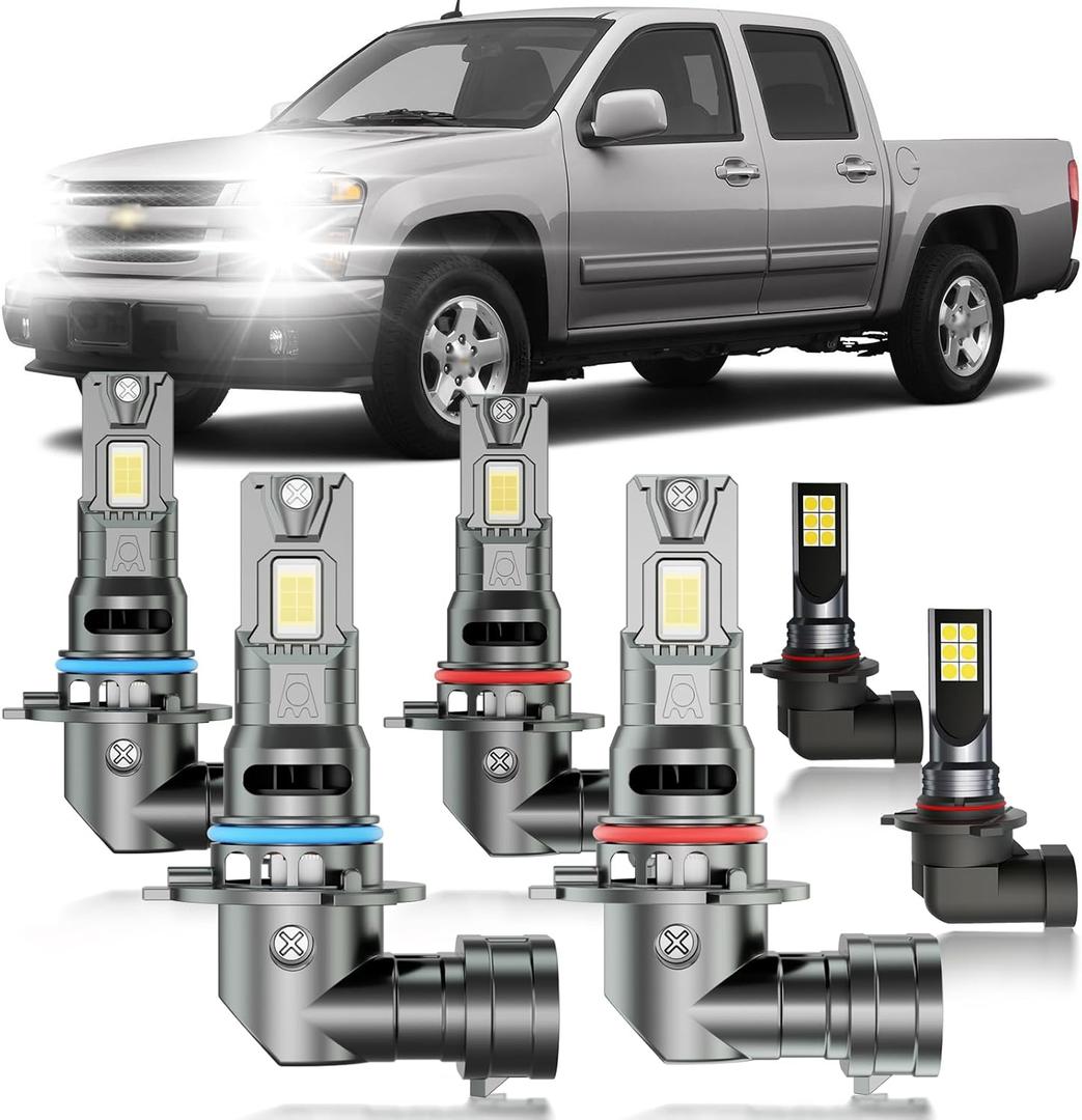 for Chevy Colorado 2004-2012 Fog Lights Bulbs Combo, 6pcs Super Bright White Multi Beam Fog Lights Blubs Package, 1:1 Size as Stock Bulbs, Plug and Play