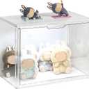 BOHOIDEE 14.17"X10.63"X8.66" Clear Display Case for Figures with Lights, Acrylic Storage Organizers Box with Magnetic Door, Large Dustproof Showcase for Collectibles Action Figure