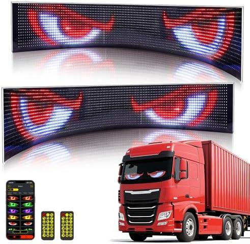 2PCS 36"x 7.5" Devil Eye Lights for Car LED Eyes for Truck Windshield, Animated LED Matrix Panel Sign, Flexible Programmable Digital Display for Car Window