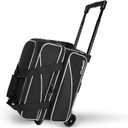 Goloni 3 Ball Bowling Bag with Wheels, 2+1 Double Roller Bowling Bag with Shoe Compartment,Tote Bag for Bowling Accessories, 18x14x9 inch