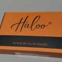 Haloo Brown Wigs with Bangs - 19 Inch Natural Wavy Synthetic Heat Resistant Medium Length Hair Wigs for Women Daily Party, Brown with Highlights