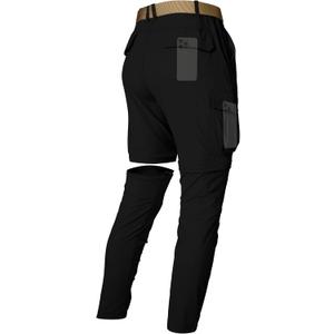 Mens Hiking Cargo Pants Lightweight Quick Dry Convertible Zip Off Waterproof Travel Fishing Climbing Work Pants for Men (Black, L)
