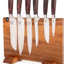 Double Sided Magnetic Knife Block with Built-in Knife Sharpener – Cool Knife Organizer, Wooden Kitchen Accessories Design with Non-Slip Bottom Grips for Stability | Maximize Counter Space