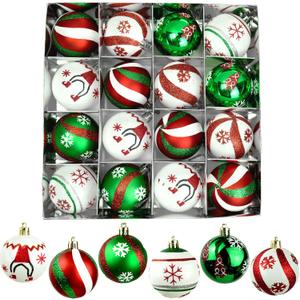 Fanfantoey Christmas Balls Ornaments Set, 16Pcs 2.4 Inch Christmas Tree Ornaments, Red and White Shatterproof Christmas Tree Balls for Xmas Decorations