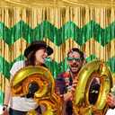 6 Pack 10 Ft Green Gold Foil Fringe Garland Metallic Streamers Tinsel Banner Wall Hanging Backdrop for Wedding Birthday Anniversary Party Decor (God&Green)