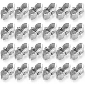 Zonon 24 Set Chain Link Fence Panel Clamps, 1-3/8" Dog Kennel Panel Clamps Galvanized Steel Clamp for 32mm Round Pipe Frame, with Bolts and Nuts