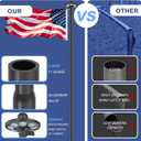 11 Gauge Heavy Duty Flagpole Kit with 136 LED Solar Light, 2.3mm Extra Thick Flag Poles 25FT for Outside House in Ground, 120MPH Wind Tested, 3x5 Thickened USA Flag for Outdoor, Black