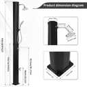 9.3 Gallon Solar Heated Outdoor Shower, 7.2FT Height, 360Rotating Rainfall + 6FT Handheld Shower + Foot Faucet, Freestanding Black Poolside Shower with Hot & Cold Water Adjustment