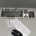 EWEADN TK950 Typewriter Mechanical Keyboard and Mouse, 104 Keys Aesthetic Typewriter Keyboard Mouse Combo with White Backlit, Anti-Ghosting, Black Switch Bluetooth/2.4GHz/Wired Cute Keyboards-Black