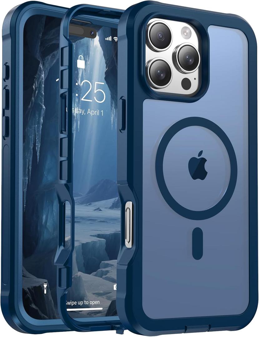 jaroco Magnetic for iPhone 16 Pro Max Case, [Compatible with MagSafe][Military Grade Drop Protection][Heavy Duty Protection][Non-Slip][Shockproof] 2-Layer Durable Bumper Phone Case 6.9''-Deep Blue