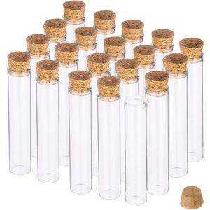 BENECREAT 20 Pack 30ml (1oz) Glass Tubes with Cork Stoppers, Small Clear Empty Bottles for Essential Oils, Perfume, Science Experiments & Decorative Storage