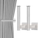 Groleca Curtain Holdbacks 2 Pack Metal Curtain Tiebacks Modern Curtain Hooks for Wall Curtain Ties Curtain Pull Backs for Thin or Thick Curtain (2, Silver)
