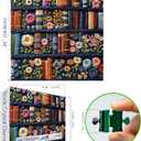 Floral Bookshelf Puzzles for Adults 500 Pieces Wildflower Books Pages Jigsaw Puzzles Vintage Unique Plant Mbroidery Art Puzzle Difficult Unique Family Challenging Games for Seniors Adults (20"x20")