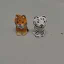 Small Carved Wooden Tiger Figurines, 2PCS Hademade Orange White Tiger Sculpture Craft Set, 1.8" Cute Animal Statues Home Office Decor Art Carving Work, Gifts for Animal Lovers