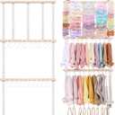 POVETIRE Headband Holder Hair Bows Organizer for Girls, Baby Headbands Hair Accessories Organizer Storage Wall Hanging Decor for Toddler Girls Room (Pink Ribbon)