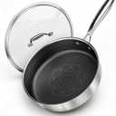 COOKER KING 3.6-Quart Hybrid Stainless Steel Sauté Pan with Lid, 10" Tri-Ply Clad Deep Frying Pan, Non-Stick & Non-Toxic Skillet for Egg, Cake, Seafood, Induction Compatible, Oven & Dishwasher Safe