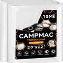 White Heavy Dut Waterproof Tarp 10' x 12', 10 Mil Thick, High Durability, Rip and Tear Resistant with Metal Grommets Every 20 Inches