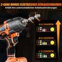 900Ft-lbs (1200N.m) Impact Wrench, 1/2" Brushless Impact Driver, 21V High Torque Power Impact Gun, Electric Impact Motor Variable Speeds for Car, Deep Orange