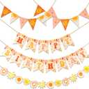 Sunshine Birthday Banner, 5 Pcs Pre-Strung First Trip Around the Sun Decorations, Sun Birthday Party Decorations for Girls, Women, Kids