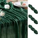 Wokceer Cheesecloth Table Runner 3Pack 10FT Emerald Green Christmas Boho Gauze Cheese Cloth Table Runner for Party Long Rustic Sheer Table Runners for Baby Bridal Shower Wedding Easter Table Decor