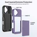 2 x SAMONPOW for iPhone 17 Phone Case with Card Holder iPhone 17 Wallet Case 6.3 inch Heavy Duty Protective Shockproof Dual Layer Hidden Card Slot Slim Cover for Women Men, Gray Purple