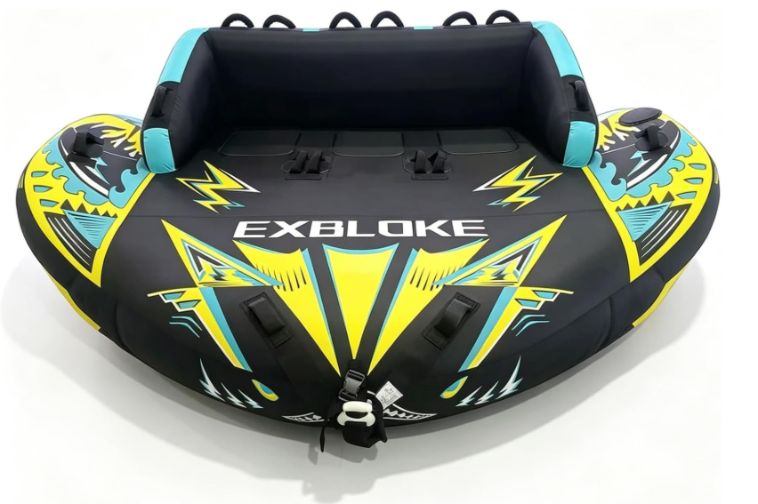 1-3 Person Towable Tubes for Boating, 113" Giant Super Sofa with 4500LB Tow Rope, Heavy-Duty 840D Nylon & 0.8mm PVC, Professional Inflatable Boat Tube for Family and Friends