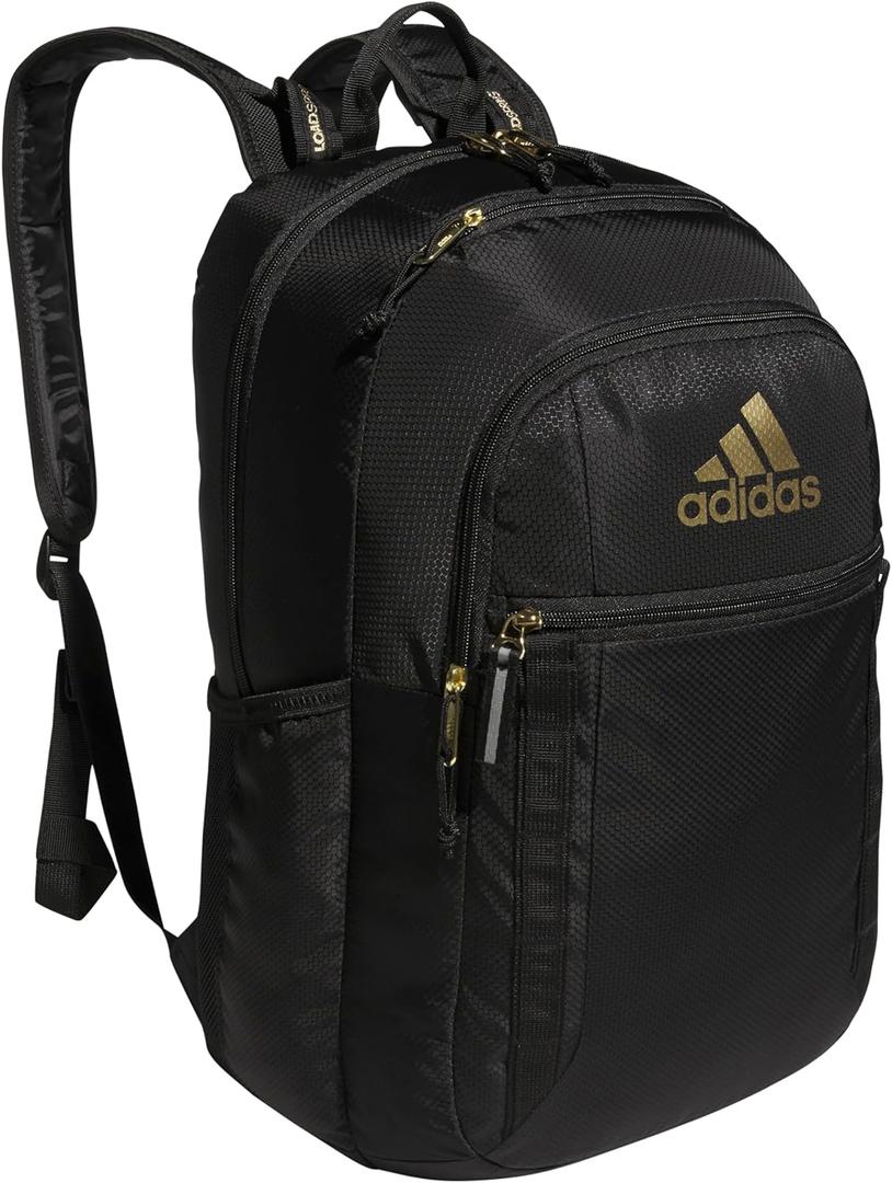 adidas Excel Backpack for Men & Women  Durable Large Athletic Laptop Bag (OSFA, 7.0/Black/Gold Metallic 2.0)