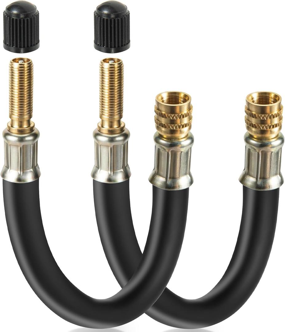 2pcs Valve Stem Extenders, Flexible Tire Valve Extender and Tire Valve Extension, Universal Valve Extender for RV, Truck, Car, Motorcycle, Bike, Works as a Presta Valve Extender