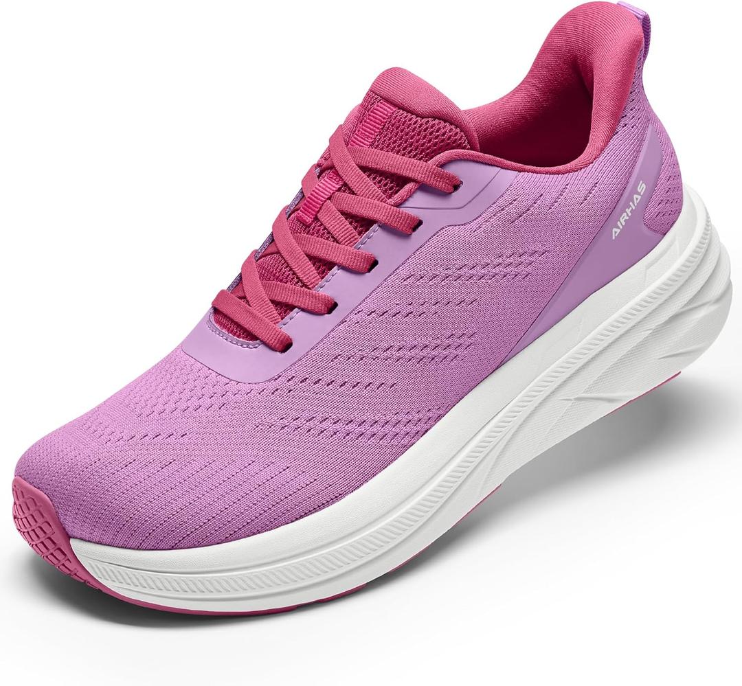Womens Easy On Walking Shoes Lace Up Comfortable Tennis Shoes with Anatomic Toe Box for Women Breathable Running Sneakers (8, Purple)